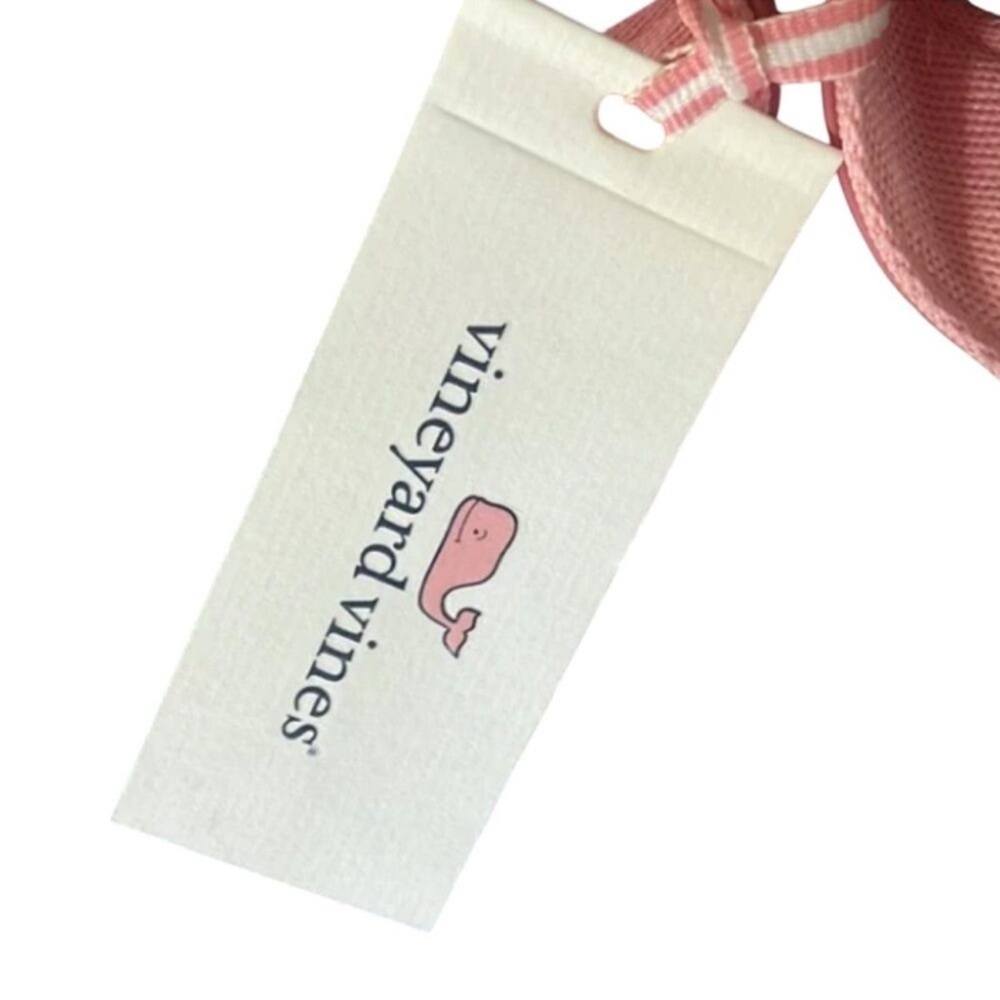 VINEYARD VINES Classic Whale Flip Flops Pink Navy Blue Sz 7 - Picture 2 of 4